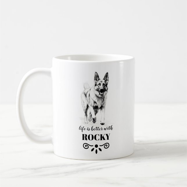 Deutscher Schäferhund mit benutzerdefinierten Hund Kaffeetasse (Links)
