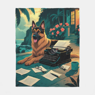 Deutscher Schäferhund mit einem Gentleman Vintage Fleecedecke