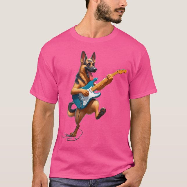 Deutscher Schäferhund mit Gitarrenhund, der die Bü T-Shirt (Vorderseite)