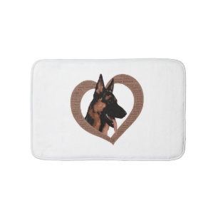 Deutscher Schäferhund mit Herz-Shaped Word Art Badematte