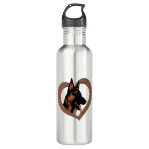 Deutscher Schäferhund mit Herz-Shaped Word Art Edelstahlflasche