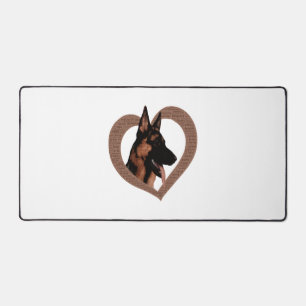Deutscher Schäferhund mit Herz-Shaped Word Art Schreibtischunterlage