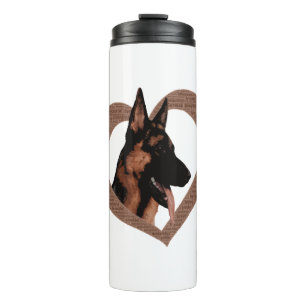 Deutscher Schäferhund mit Herz-Shaped Word Art Thermosbecher