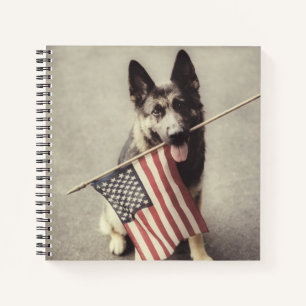 Deutscher Schäferhund mit US-Flagge Notizbuch