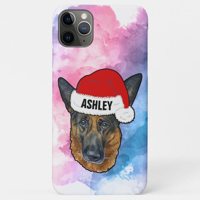 Deutscher Schäferhund mit Weihnachts-Hund Case-Mate iPhone Hülle (Rückseite)
