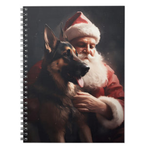 Deutscher Schäferhund mit Weihnachtsmann Festive W Notizblock