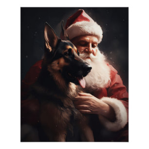 Deutscher Schäferhund mit Weihnachtsmann Festives  Poster