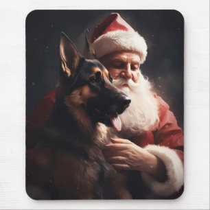 Deutscher Schäferhund mit Weihnachtsmann Festliche Mousepad