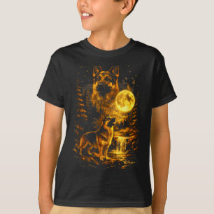 Deutscher Schäferhund Mondnacht Kunst Hund Heult B T-Shirt