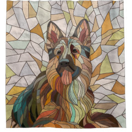 Deutscher Schäferhund - Mosaikkunst Duschvorhang