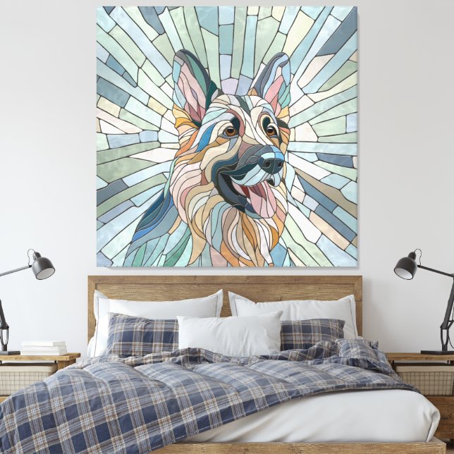 Deutscher Schäferhund - Mosaikkunst Leinwanddruck (Insitu (Schlafzimmer))
