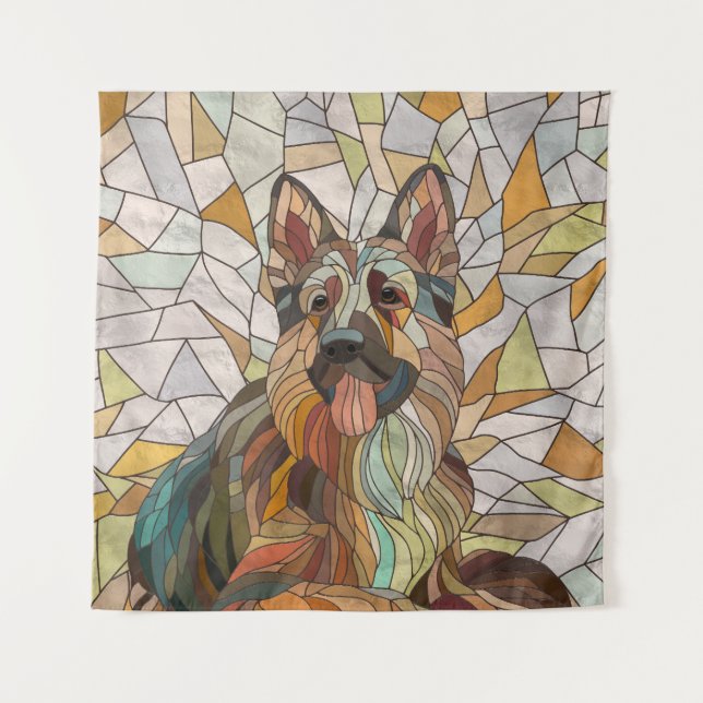 Deutscher Schäferhund - Mosaikkunst Wandteppich (Vorderseite)