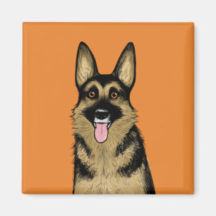 Deutscher Schäferhund   Niedliche Kunst für Hausti Magnet