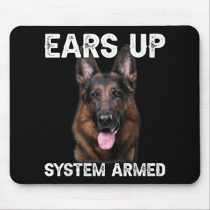 Deutscher Schäferhund Ohren hoch System bewaffnete Mousepad