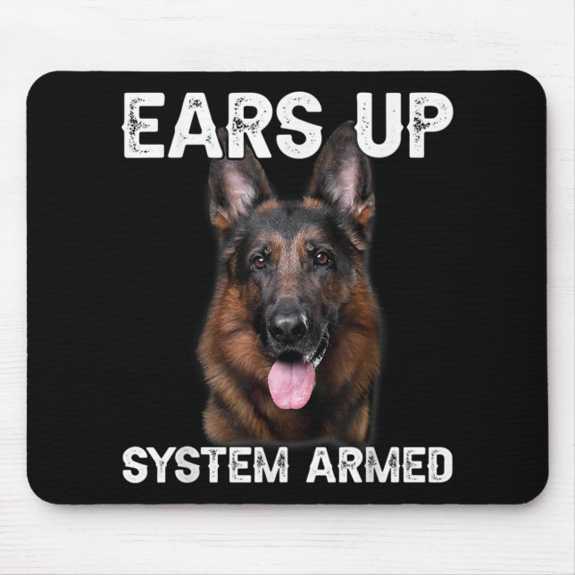 Deutscher Schäferhund Ohren hoch System bewaffnete Mousepad (Vorne)