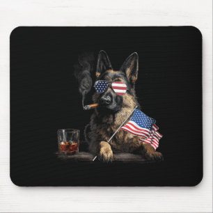 Deutscher Schäferhund Papa Patriotische Amerikanis Mousepad