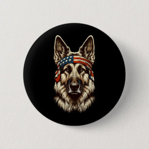 Deutscher Schäferhund Patriotic 4. Juli USA Herren Button