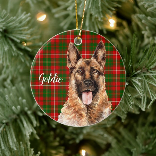 Deutscher Schäferhund Personalisiert Keramik Ornament (Baum)