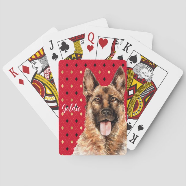 Deutscher Schäferhund Personalisiert Spielkarten (Rückseite)