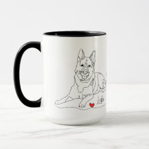 Deutscher Schäferhund Pet Line Art mit Namen Tasse