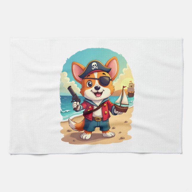 Deutscher Schäferhund Pirat Geschirrtuch (Horizontal)