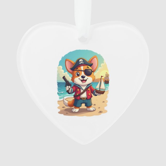 Deutscher Schäferhund-Pirat Ornament (Vorderseite)