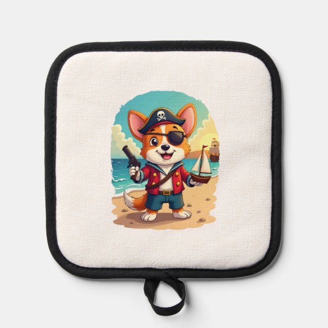 Deutscher Schäferhund Pirat Topflappen (Vorderseite)