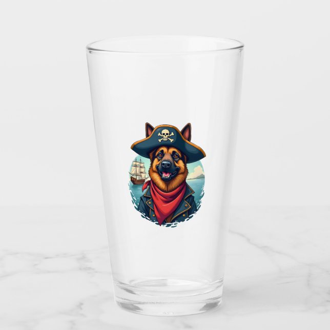 Deutscher Schäferhund Piraten Kopie Glas (Vorderseite)