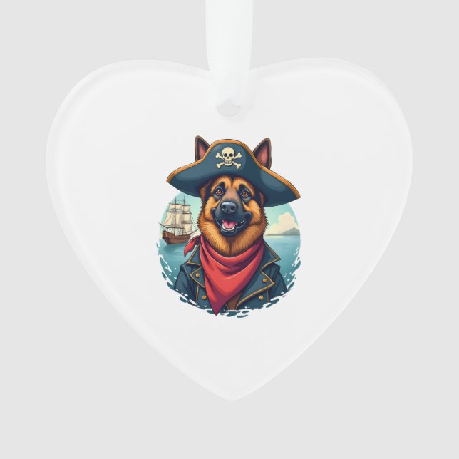 Deutscher Schäferhund Piraten Kopie Ornament (Vorderseite)