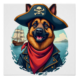Deutscher Schäferhund Piraten Kopie Poster