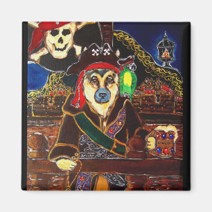 Deutscher Schäferhund Piratenkapitän Magnet