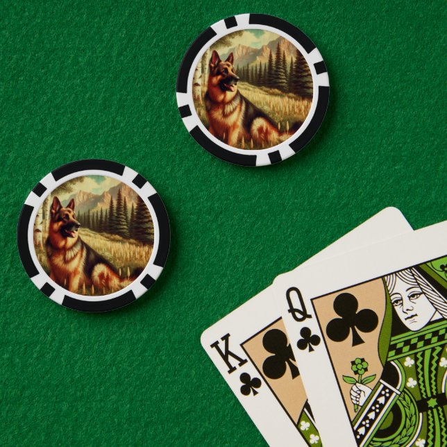 Deutscher Schäferhund Pokerchips (Pokertisch (doppelt))