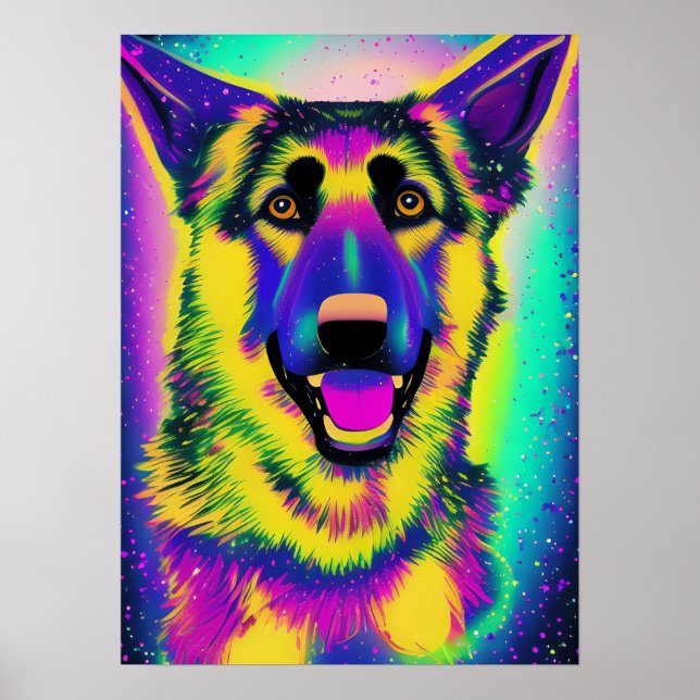 Deutscher Schäferhund Pop Kunst Poster (Vorne)