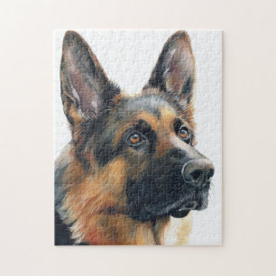 Deutscher Schäferhund-Porträt Aquarell