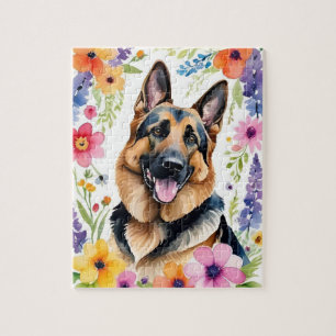 Deutscher Schäferhund-Porträt Aquarell Tier