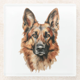 Deutscher Schäferhund-Porträt-Glasuntersetzer | Hu Glasuntersetzer
