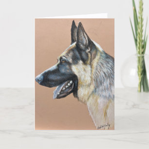 Deutscher Schäferhund Profil Hundekunst Grußkarte Karte