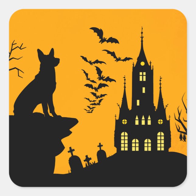 Deutscher Schäferhund Quadratischer Aufkleber (Vorderseite)