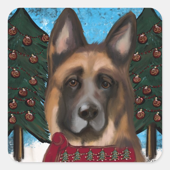 Deutscher Schäferhund Quadratischer Aufkleber (Vorderseite)