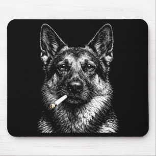 Deutscher Schäferhund raucht lustiges Gangster-Hun Mousepad