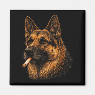 Deutscher Schäferhund raucht Zigaretten Meme Vinta Magnet