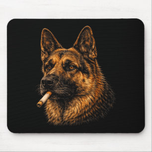 Deutscher Schäferhund raucht Zigaretten Meme Vinta Mousepad
