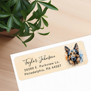 Deutscher Schäferhund Rücksende-Adresse Etikett