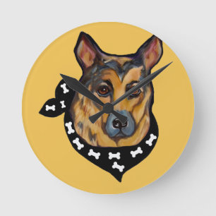 DEUTSCHER SCHÄFERHUND RUNDE WANDUHR