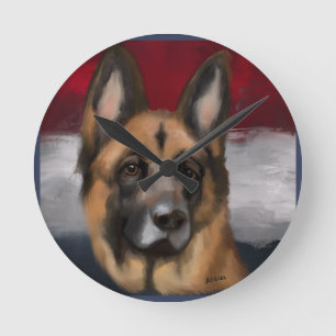 Deutscher Schäferhund Runde Wanduhr