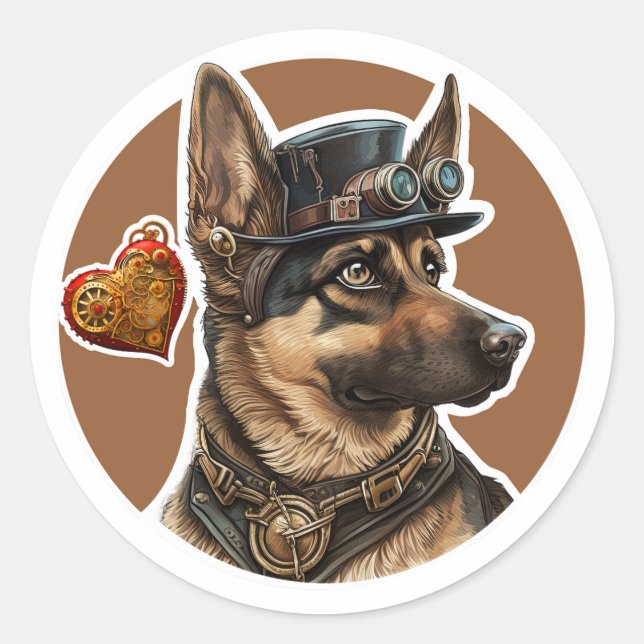 Deutscher Schäferhund Runder Aufkleber (Vorderseite)