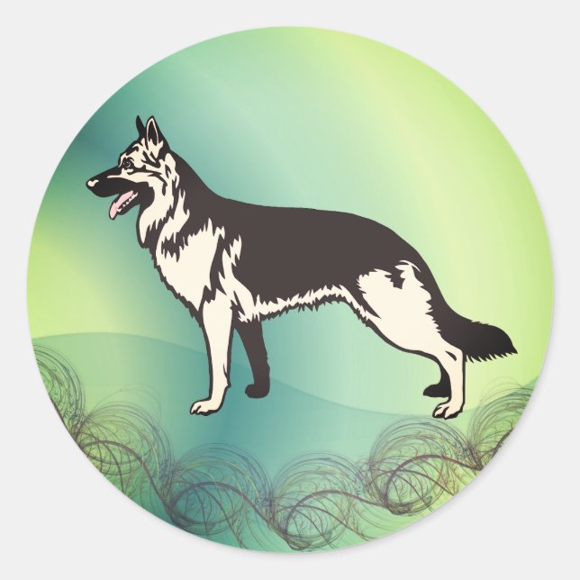 Deutscher Schäferhund Runder Aufkleber (Vorderseite)