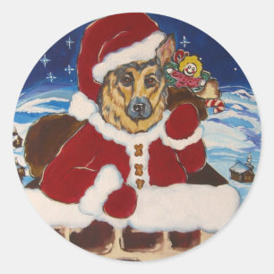 Deutscher Schäferhund Santa-Aufkleber Runder Aufkleber