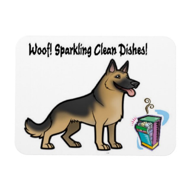 Deutscher Schäferhund Saubere Geschirr unterzeichn Magnet (Horizontal)