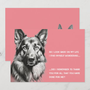 Deutscher Schäferhund Schwarz Weiß Dankeskarte